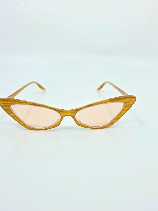 Gucci Yellow Cat Eye Sunglasses Pink Lenses Size 61MM×16MM×145MM MSRP $595